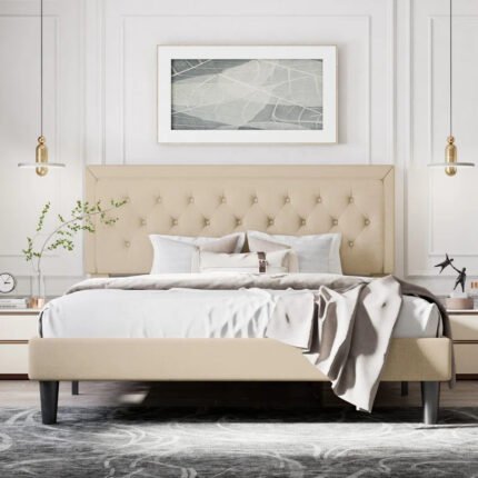 Customized Velvet Bed Super King Size for Luxury Bedrooms